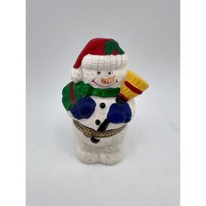 K’s Collection Vintage Frosty Hinged‎ Trinket Jewelry Box Christmas Holidays